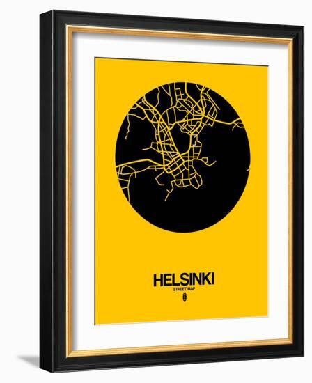 Helsinki Street Map Yellow-NaxArt-Framed Art Print