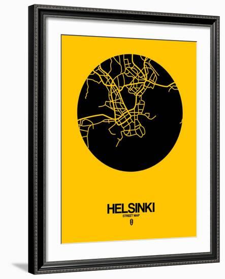 Helsinki Street Map Yellow-NaxArt-Framed Art Print