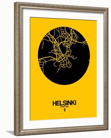 Helsinki Street Map Yellow-NaxArt-Framed Art Print