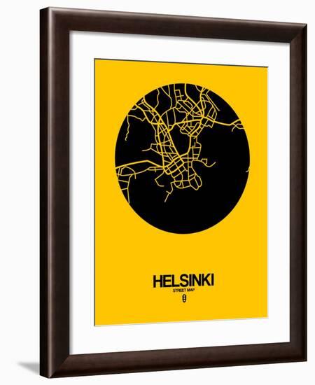 Helsinki Street Map Yellow-NaxArt-Framed Art Print