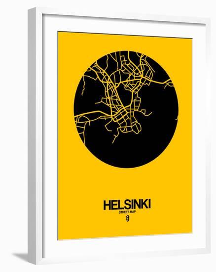 Helsinki Street Map Yellow-NaxArt-Framed Art Print