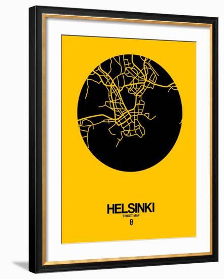 Helsinki Street Map Yellow-NaxArt-Framed Art Print