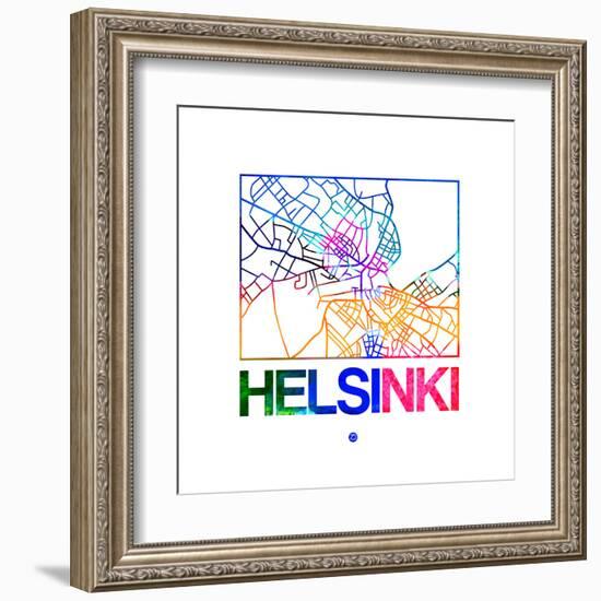 Helsinki Watercolor Street Map-NaxArt-Framed Art Print