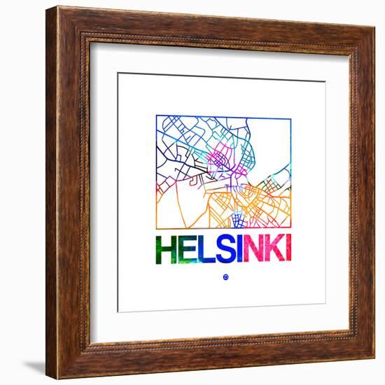 Helsinki Watercolor Street Map-NaxArt-Framed Art Print