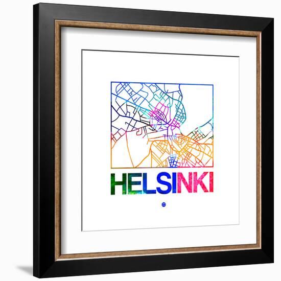 Helsinki Watercolor Street Map-NaxArt-Framed Art Print
