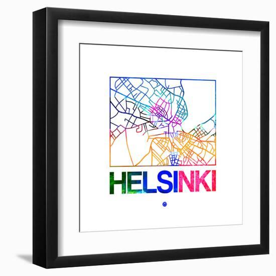 Helsinki Watercolor Street Map-NaxArt-Framed Art Print