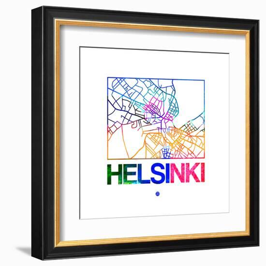 Helsinki Watercolor Street Map-NaxArt-Framed Art Print