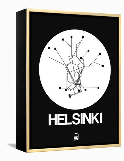 Helsinki White Subway Map-NaxArt-Framed Stretched Canvas