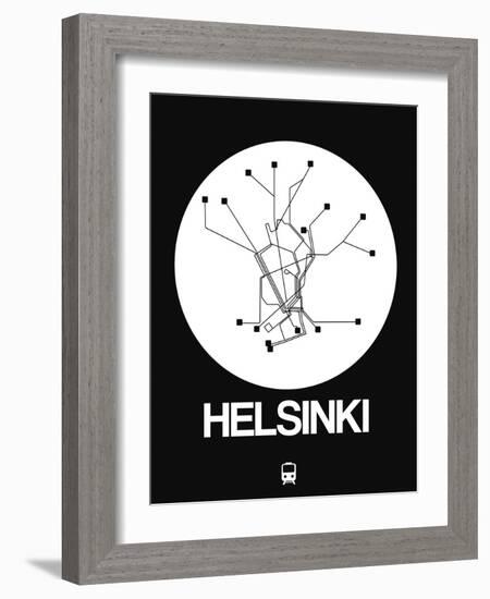Helsinki White Subway Map-NaxArt-Framed Art Print