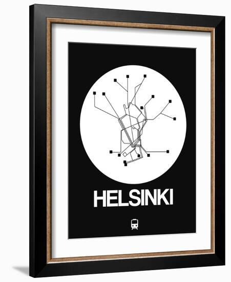 Helsinki White Subway Map-NaxArt-Framed Art Print