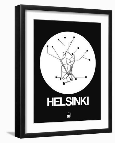 Helsinki White Subway Map-NaxArt-Framed Art Print