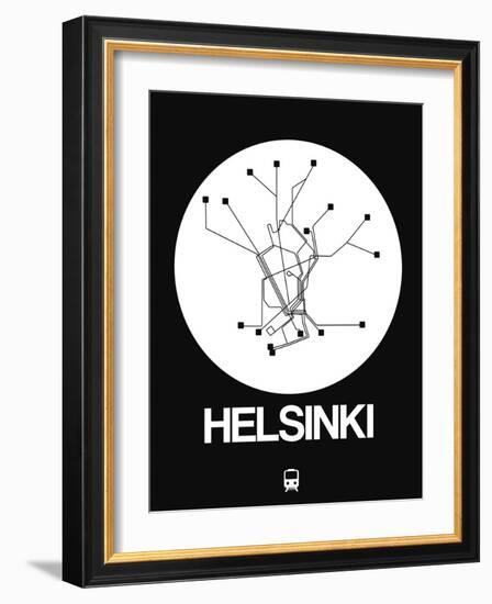 Helsinki White Subway Map-NaxArt-Framed Art Print