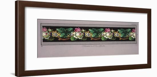 Hem Pattern with Roses and Ribbon-null-Framed Giclee Print