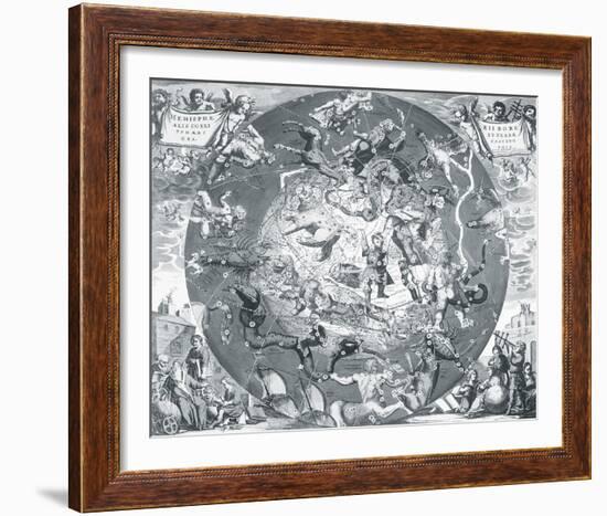 Hemisphae Alis Coeli Sphaeri Grarii Bore et Terre Casceno Phia, 1660-Henricus Hondius-Framed Giclee Print