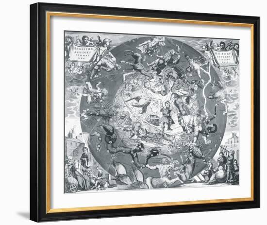 Hemisphae Alis Coeli Sphaeri Grarii Bore et Terre Casceno Phia, 1660-Henricus Hondius-Framed Giclee Print