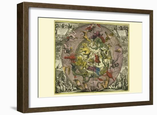 Hemisphaeriibore Alis Coelietterrae-Andreas Cellarius-Framed Art Print