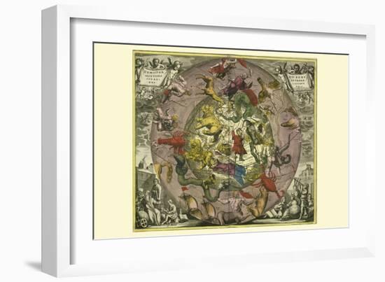 Hemisphaeriibore Alis Coelietterrae-Andreas Cellarius-Framed Art Print