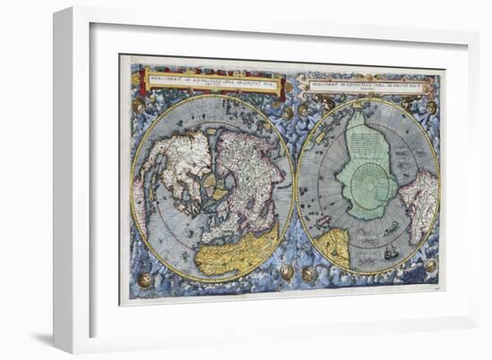 Hemispherius Ab Aeqinoctiali Linea, Poli Artici 17th-Century Dutch Map-null-Framed Giclee Print