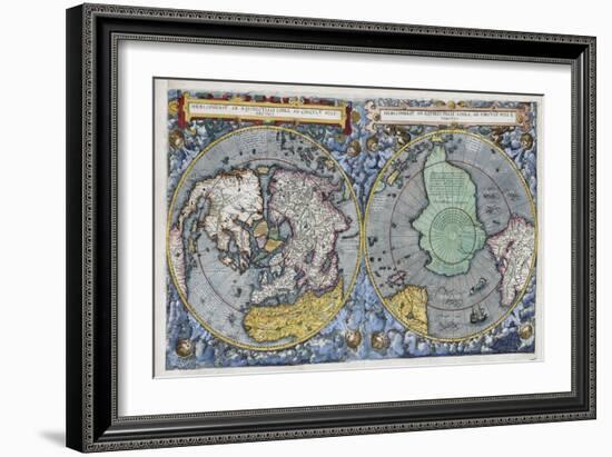 Hemispherius Ab Aeqinoctiali Linea, Poli Artici 17th-Century Dutch Map-null-Framed Giclee Print