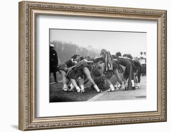 Hempstead High School Cheerleaders Chanting a Cheer as They Encircle the School's Tiger Mascot-Gordon Parks-Framed Photographic Print