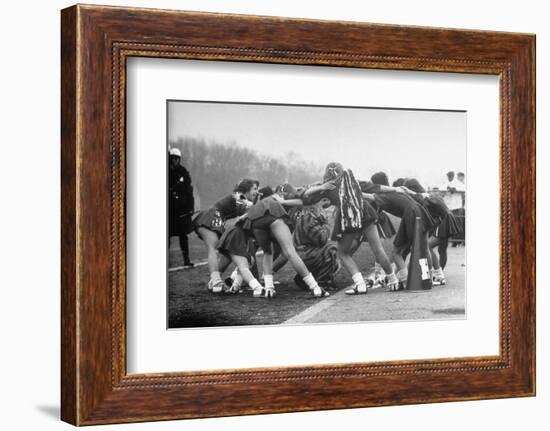 Hempstead High School Cheerleaders Chanting a Cheer as They Encircle the School's Tiger Mascot-Gordon Parks-Framed Photographic Print