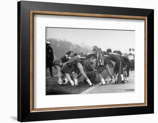 Hempstead High School Cheerleaders Chanting a Cheer as They Encircle the School's Tiger Mascot-Gordon Parks-Framed Photographic Print