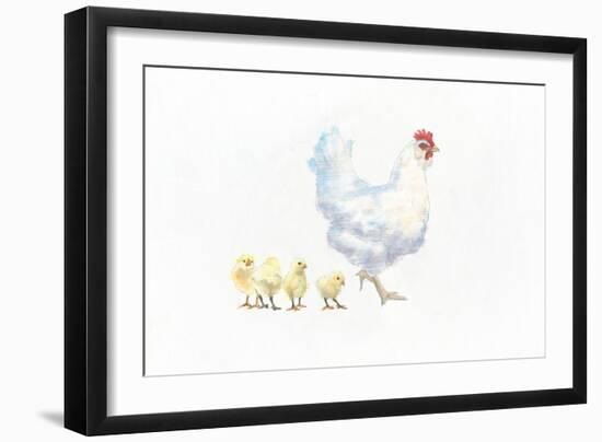 Hen and Chickens-Emily Adams-Framed Art Print