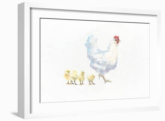 Hen and Chickens-Emily Adams-Framed Art Print
