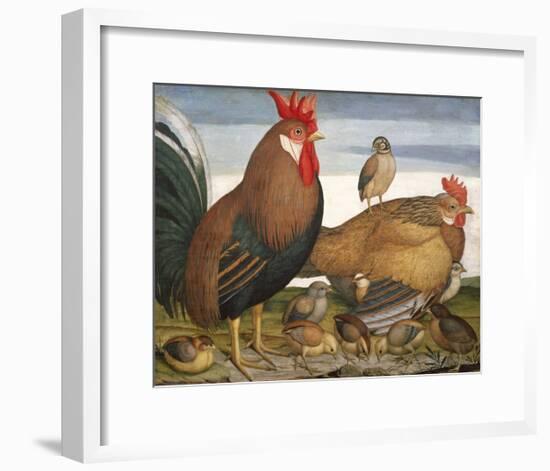 Hen, Rooster and Chicks-Battaglia-Framed Premium Giclee Print