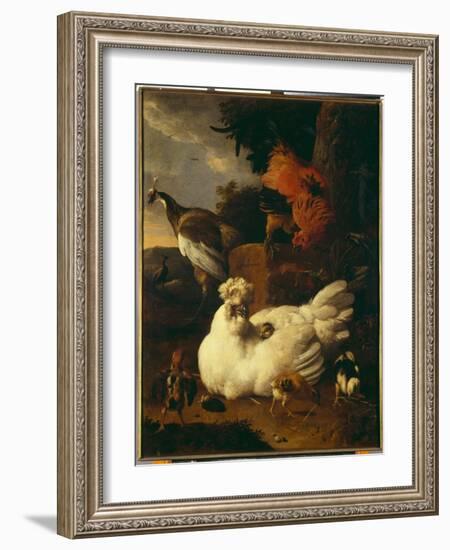 Hen with Chicks-Melchior de Hondecoeter-Framed Giclee Print