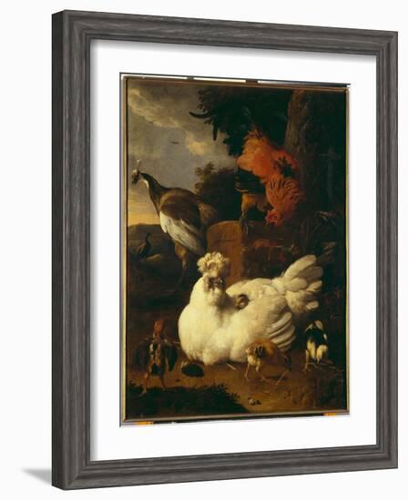 Hen with Chicks-Melchior de Hondecoeter-Framed Giclee Print