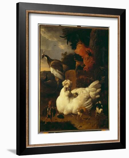 Hen with Chicks-Melchior de Hondecoeter-Framed Giclee Print