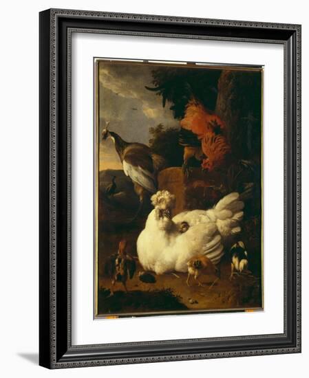 Hen with Chicks-Melchior de Hondecoeter-Framed Giclee Print