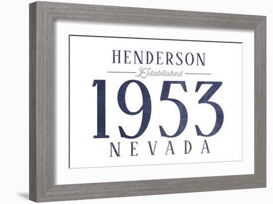 Henderson, Nevada - Established Date (Blue)-Lantern Press-Framed Art Print