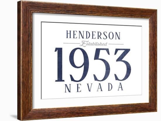 Henderson, Nevada - Established Date (Blue)-Lantern Press-Framed Art Print