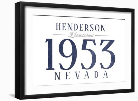 Henderson, Nevada - Established Date (Blue)-Lantern Press-Framed Art Print