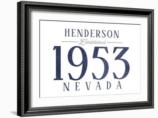 Henderson, Nevada - Established Date (Blue)-Lantern Press-Framed Art Print