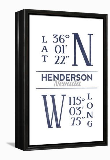 Henderson, Nevada - Latitude and Longitude (Blue)-Lantern Press-Framed Stretched Canvas