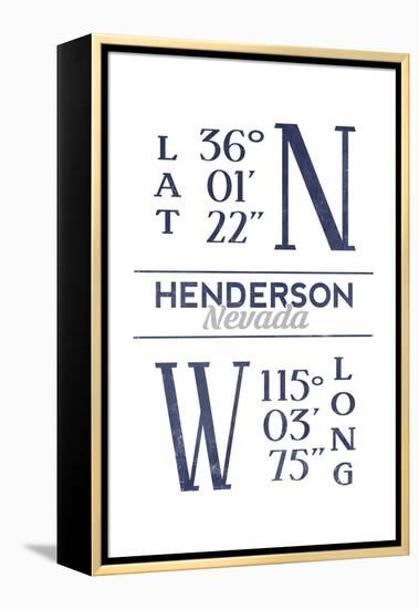 Henderson, Nevada - Latitude and Longitude (Blue)-Lantern Press-Framed Stretched Canvas