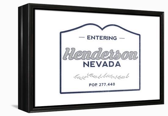 Henderson, Nevada - Now Entering (Blue)-Lantern Press-Framed Stretched Canvas