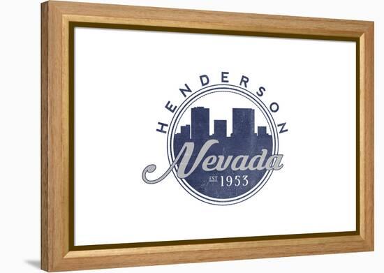 Henderson, Nevada - Skyline Seal (Blue)-Lantern Press-Framed Stretched Canvas