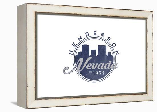 Henderson, Nevada - Skyline Seal (Blue)-Lantern Press-Framed Stretched Canvas