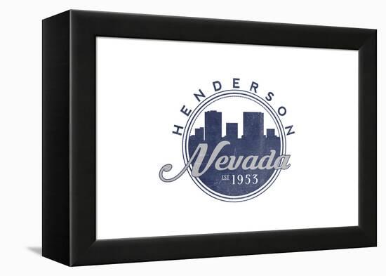 Henderson, Nevada - Skyline Seal (Blue)-Lantern Press-Framed Stretched Canvas