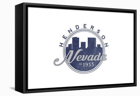 Henderson, Nevada - Skyline Seal (Blue)-Lantern Press-Framed Stretched Canvas