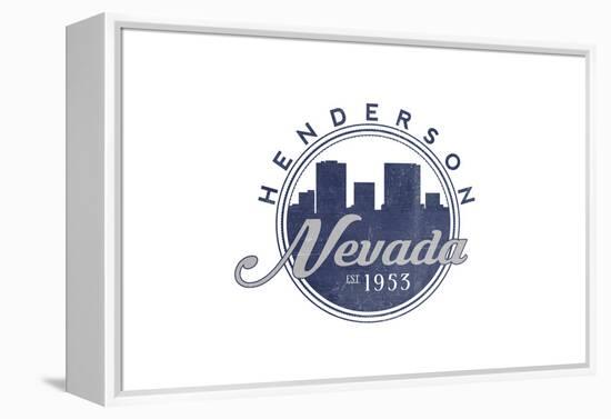 Henderson, Nevada - Skyline Seal (Blue)-Lantern Press-Framed Stretched Canvas