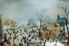 Winter Landscape with Ice Skaters, Hendrick Avercamp-Hendrick Avercamp-Framed Art Print
