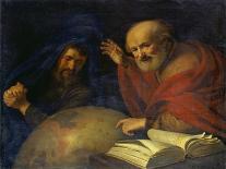 Heraclitus and Democritus with a Globe Depicting South America-Hendrick Bloemaert-Framed Giclee Print