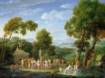 A Wooded Italianate Landscape with Nymphs Dancing, 1728 (Oil on Canvas)-Hendrik Van Lint-Giclee Print