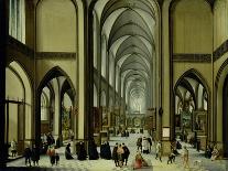 A Capriccio View of a Gothic Cathedral Interior with a Mass being Celebrated in a Side Chapel, 1630-Hendrik van Steenwyck-Framed Premier Image Canvas