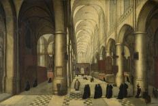 A Capriccio View of a Gothic Cathedral Interior with a Mass being Celebrated in a Side Chapel, 1630-Hendrik van Steenwyck-Framed Premier Image Canvas